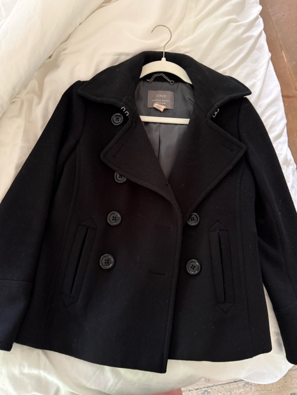 J. Crew Black Double-Breasted Wool Peacoat